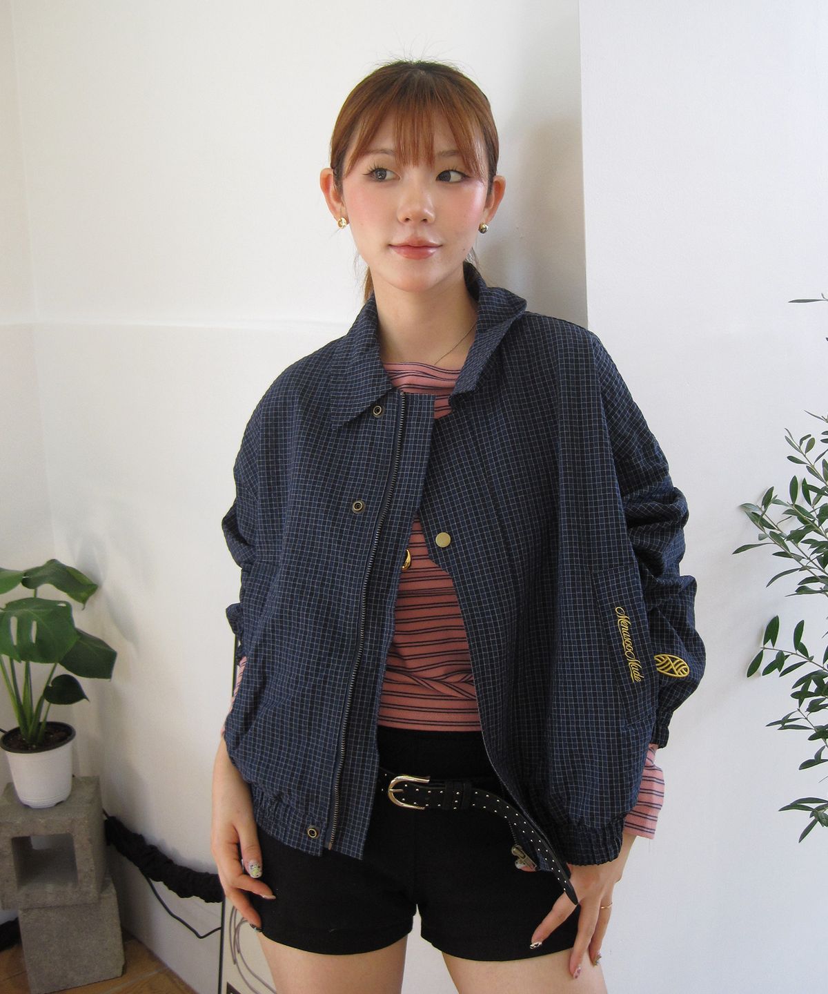 미나수(MENASOO) MNS Classic Check Jacket_Navy