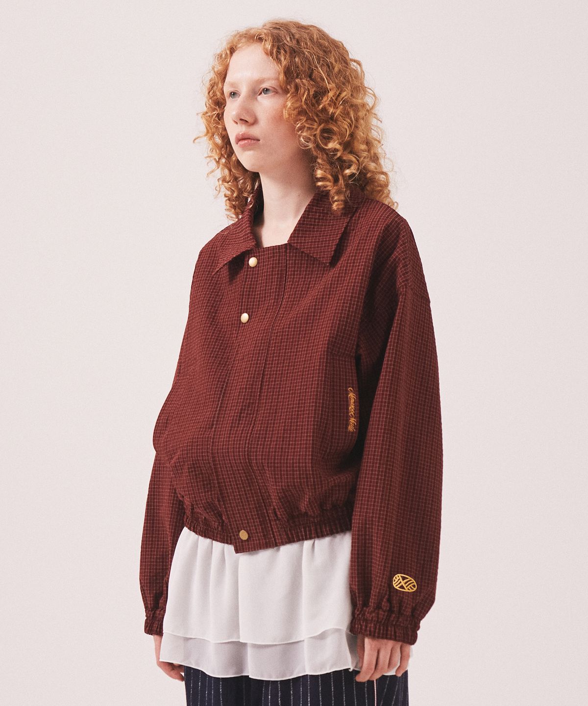 미나수(MENASOO) MNS Classic Check Jacket_Burgundy