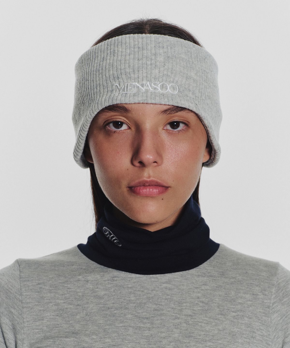 미나수(MENASOO) Menasoo Reversible Wool Headband_White Melange