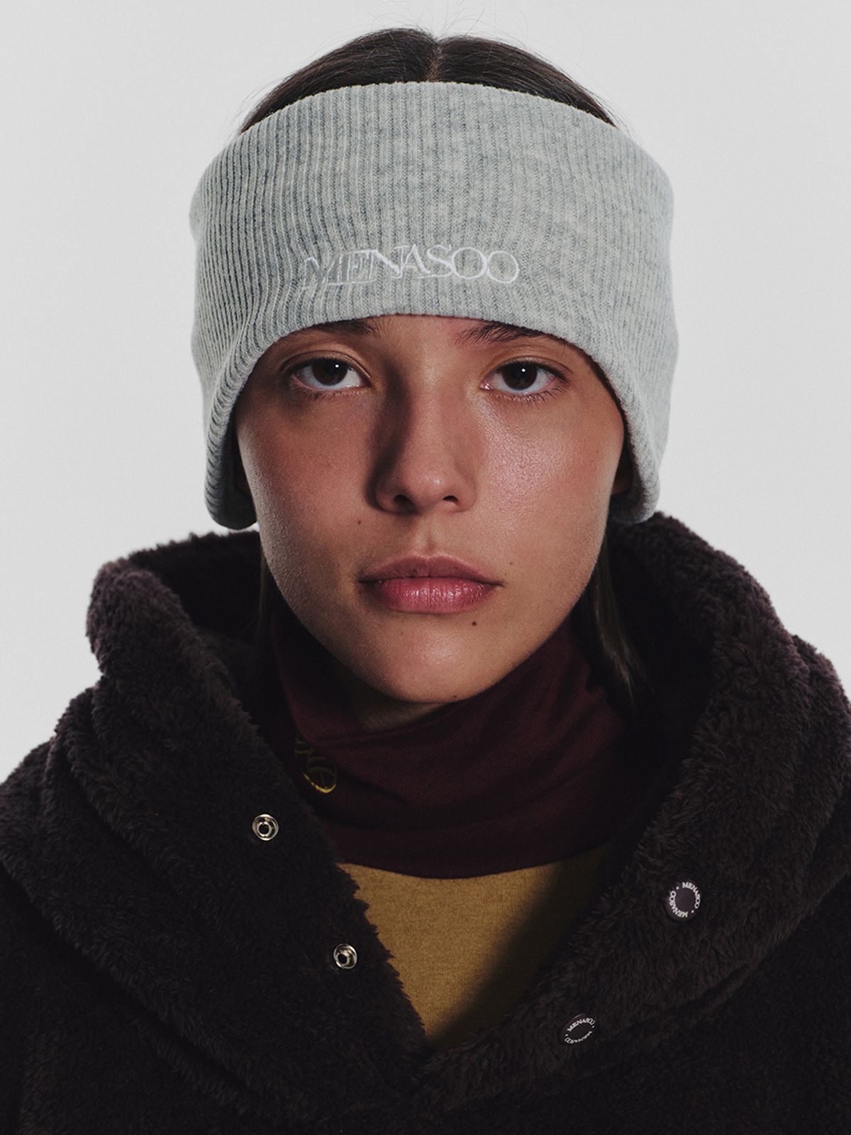 미나수(MENASOO) Menasoo Reversible Wool Headband_White Melange