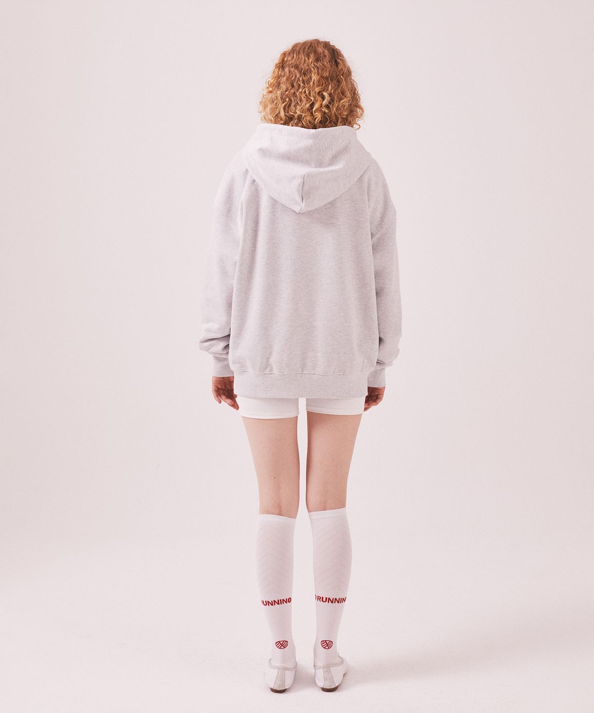 미나수(MENASOO) Menasoo Applique Two Way Hoodie Zip Up_White Melange