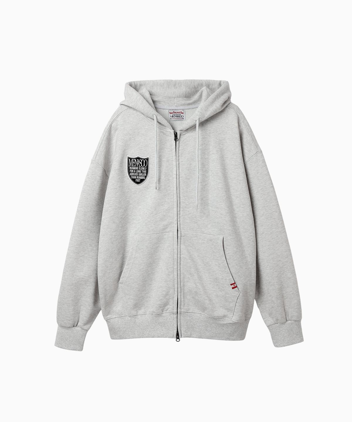 미나수(MENASOO) Menasoo Applique Two Way Hoodie Zip Up_White Melange