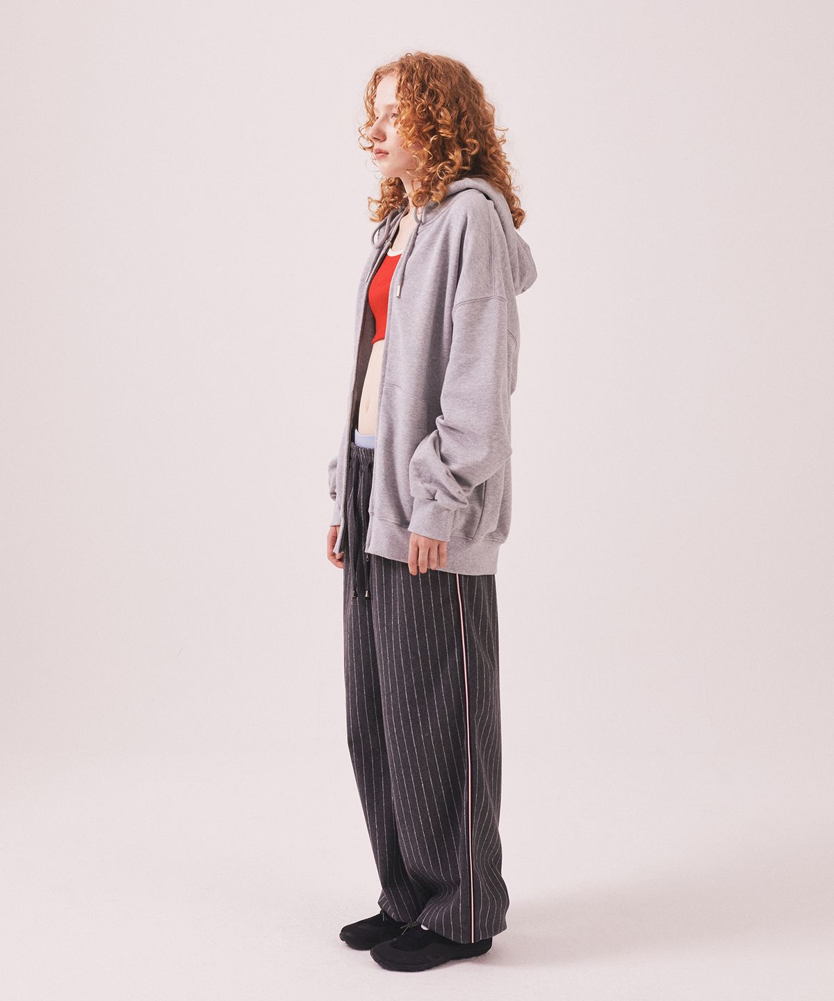 미나수(MENASOO) Menasoo Applique Two Way Hoodie Zip Up_Gray Melange