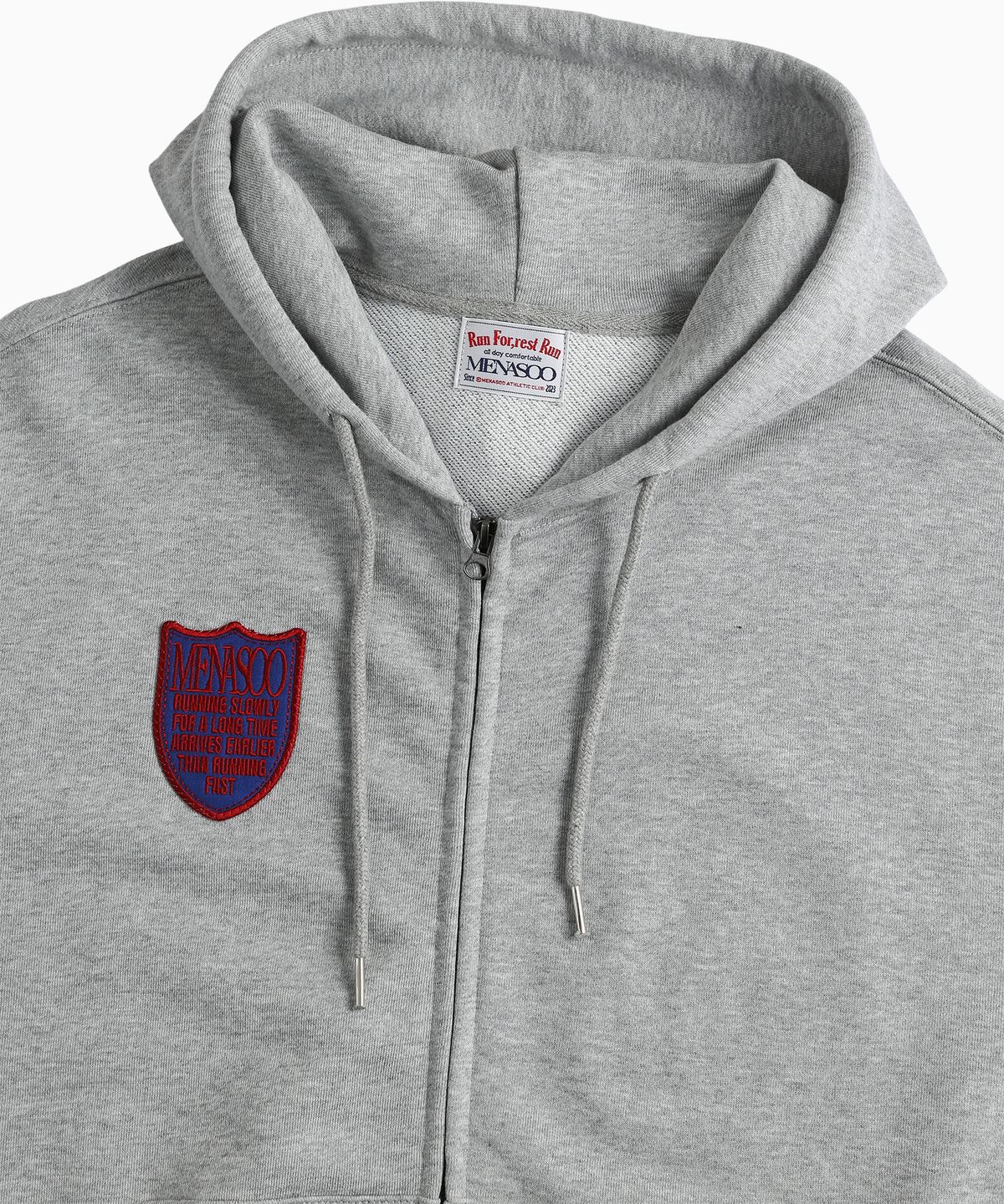 미나수(MENASOO) Menasoo Applique Two Way Hoodie Zip Up_Gray Melange