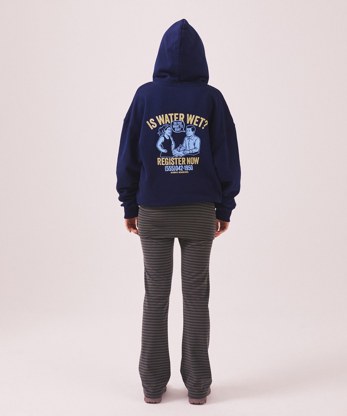 미나수(MENASOO) Menasoo Cartoon Graffiti Two Way Hoodie Zip Up_Navy