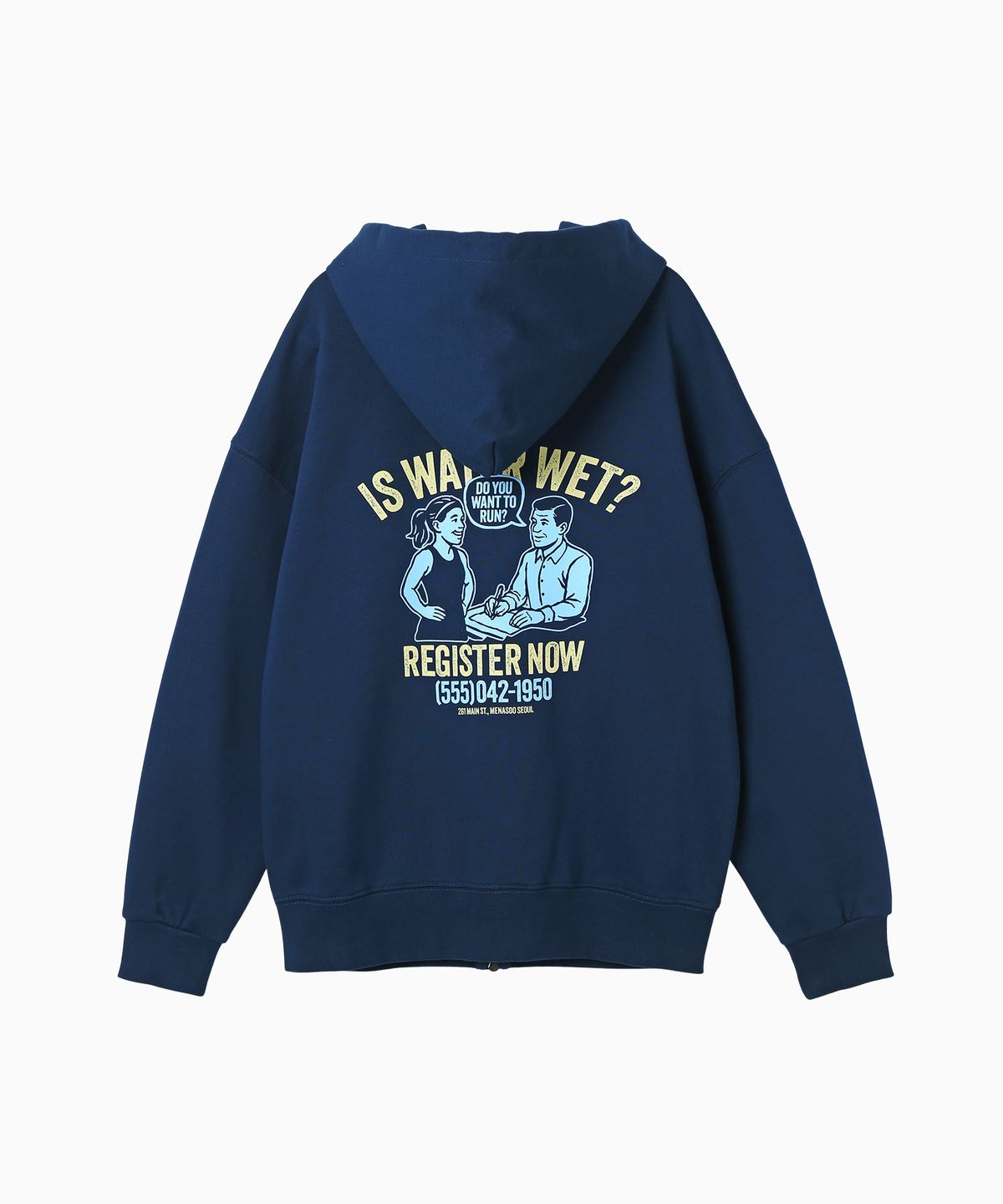 미나수(MENASOO) Menasoo Cartoon Graffiti Two Way Hoodie Zip Up_Navy