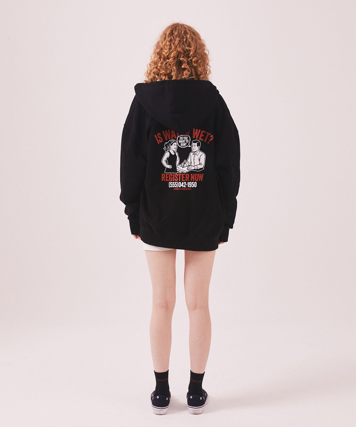 미나수(MENASOO) Menasoo Cartoon Graffiti Two Way Hoodie Zip Up_Black
