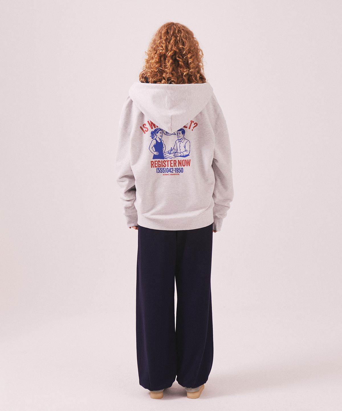 미나수(MENASOO) Menasoo Cartoon Graffiti Two Way Hoodie Zip Up_White Melange
