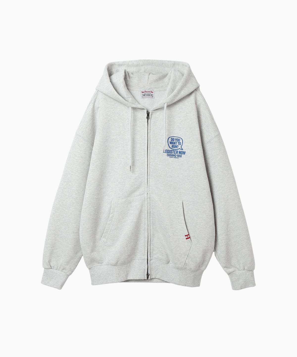 미나수(MENASOO) Menasoo Cartoon Graffiti Two Way Hoodie Zip Up_White Melange