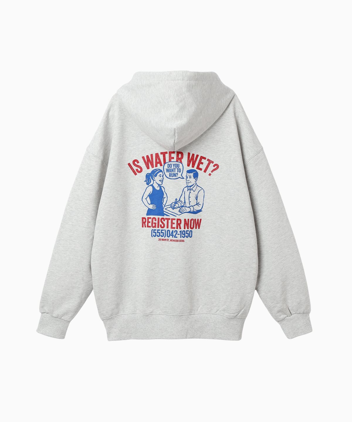 미나수(MENASOO) Menasoo Cartoon Graffiti Two Way Hoodie Zip Up_White Melange