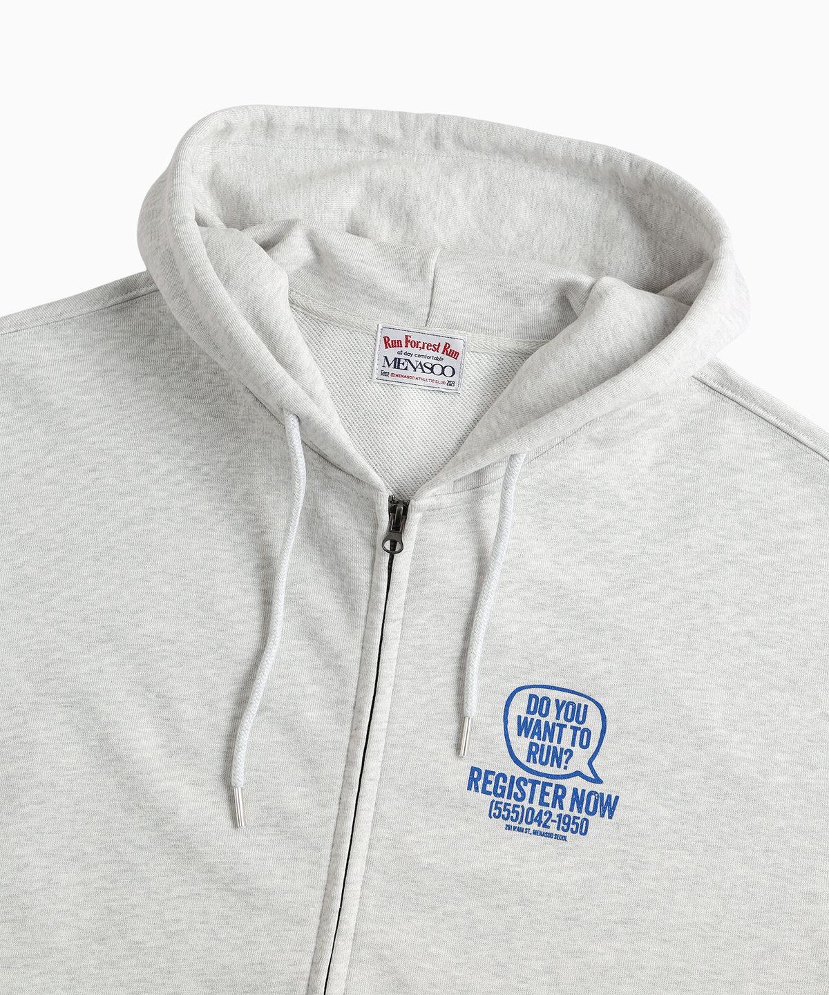 미나수(MENASOO) Menasoo Cartoon Graffiti Two Way Hoodie Zip Up_White Melange