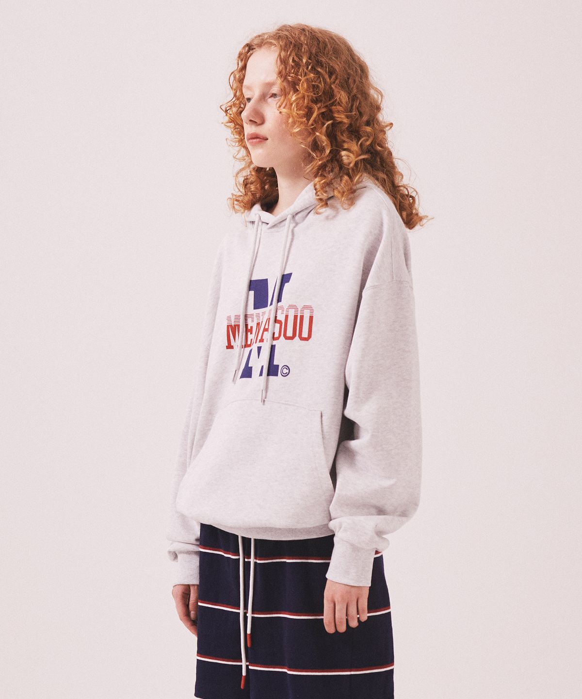 미나수(MENASOO) Menasoo Basic Hoodie_White Melange