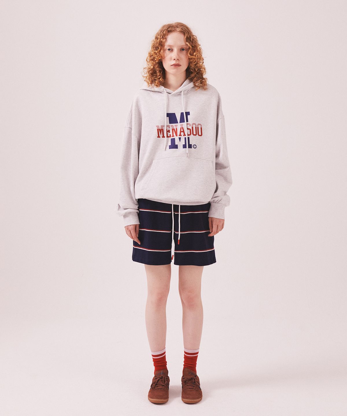 미나수(MENASOO) Menasoo Basic Hoodie_White Melange