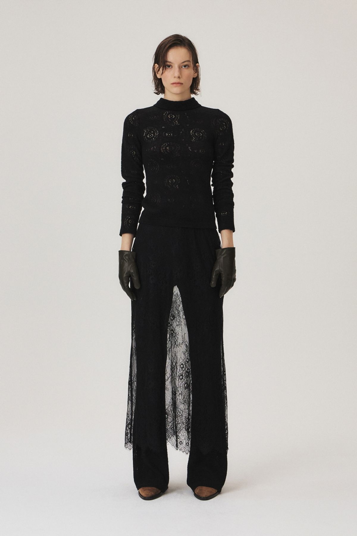 쿠메(KUMÉ) Layerig Lace Skirt, Black