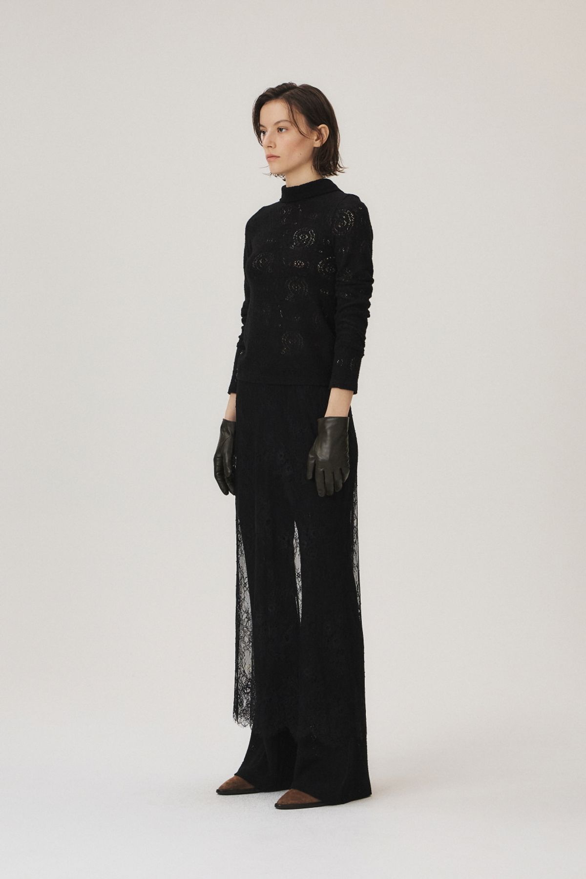 쿠메(KUMÉ) Layerig Lace Skirt, Black