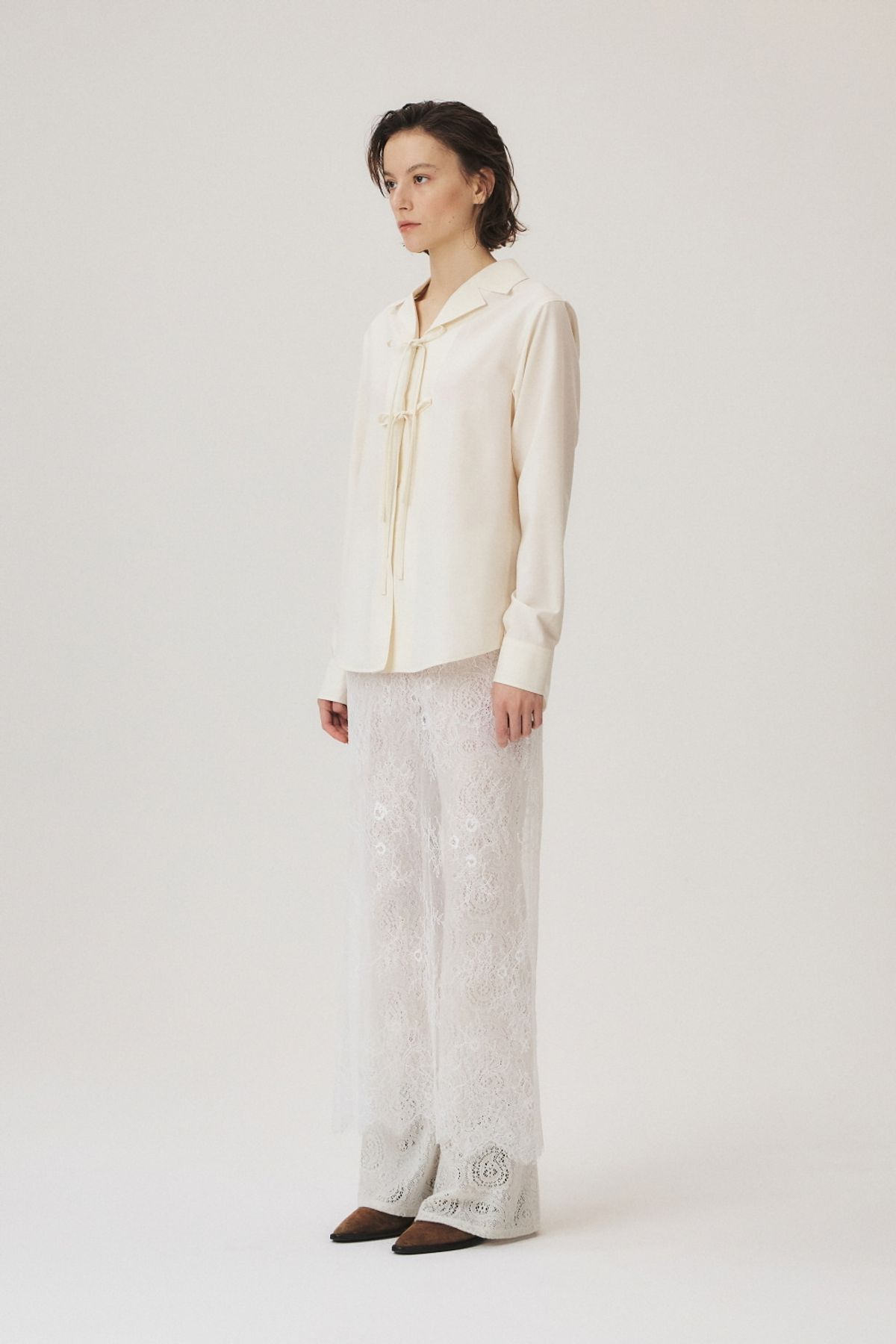 쿠메(KUMÉ) Layerig Lace Skirt, White