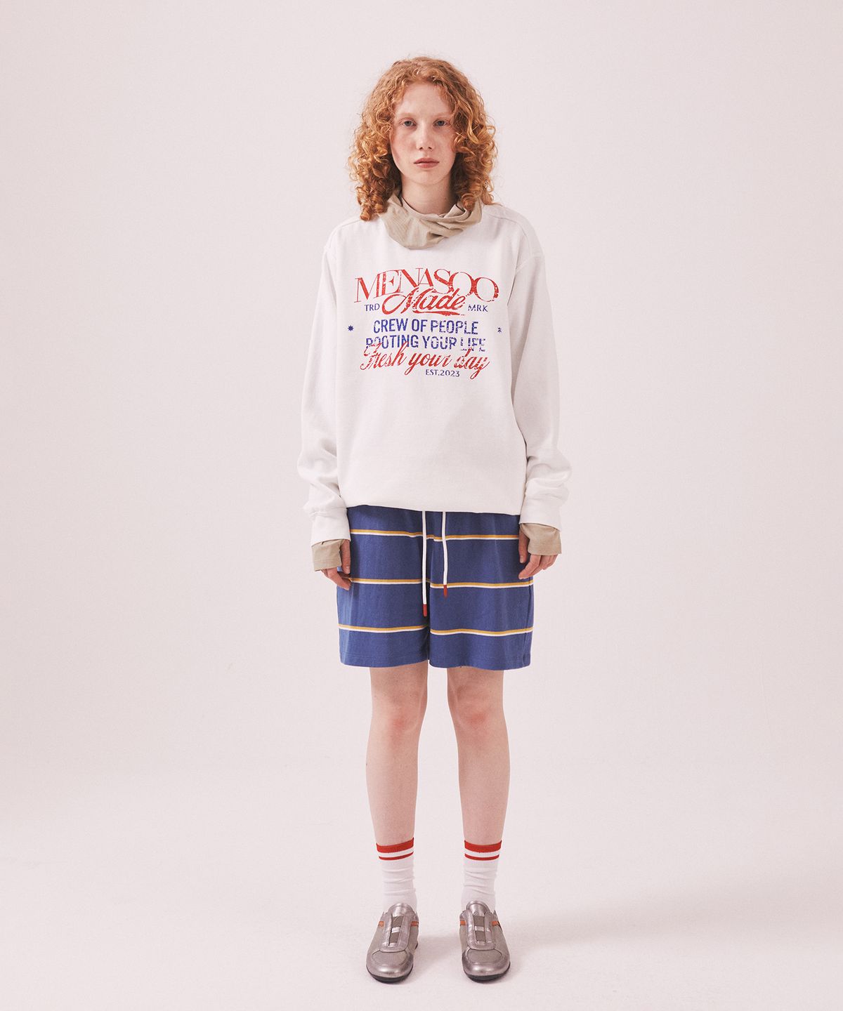 미나수(MENASOO) Menasoo Pigment Oversized Sweatshirt_White
