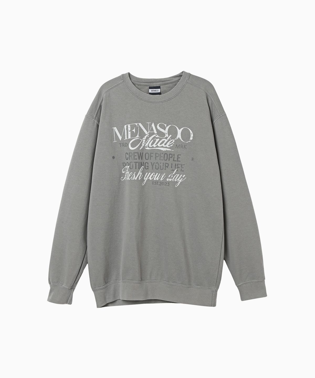 미나수(MENASOO) Menasoo Pigment Oversized Sweatshirt_Gray
