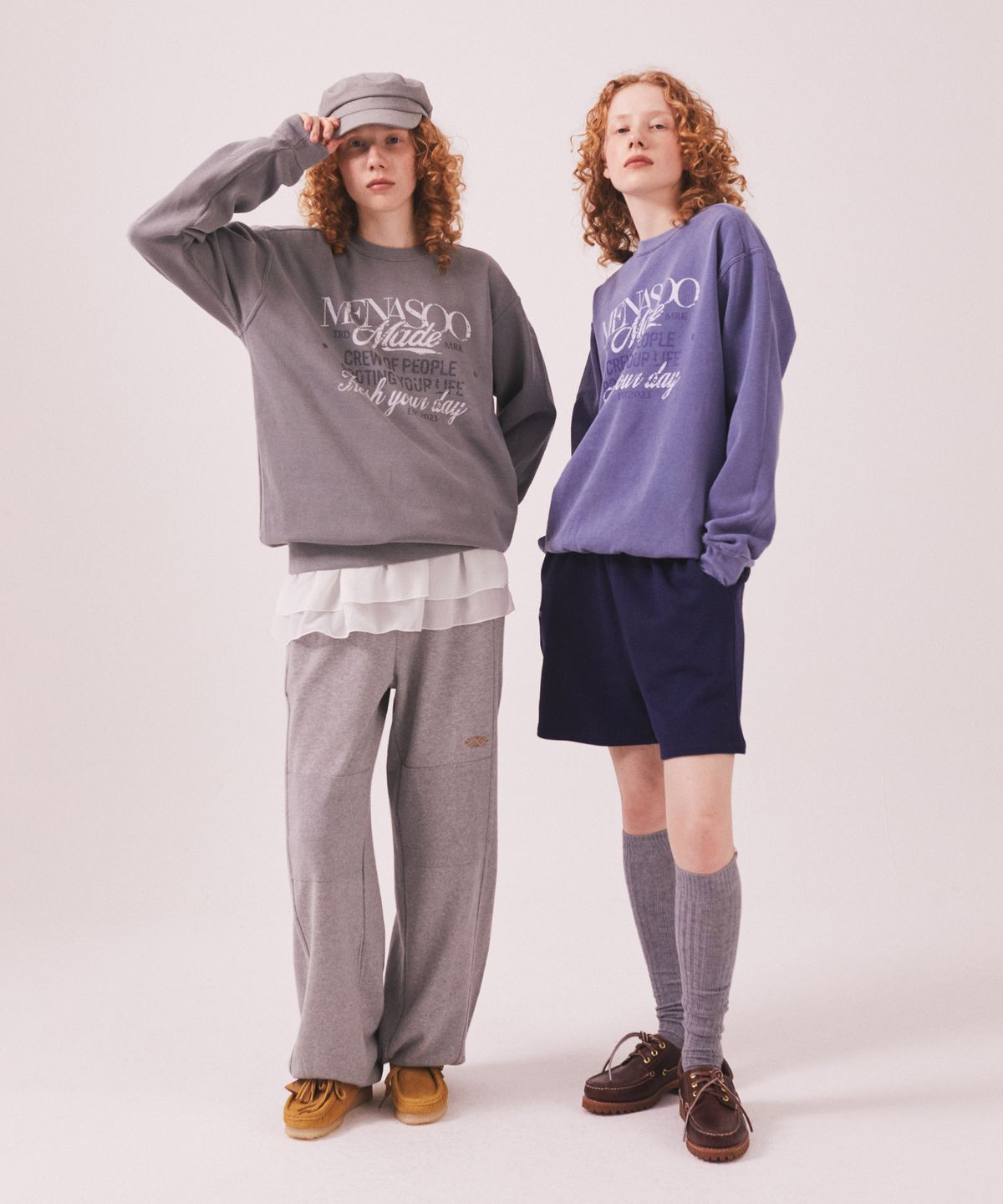 미나수(MENASOO) Menasoo Pigment Oversized Sweatshirt_Blue