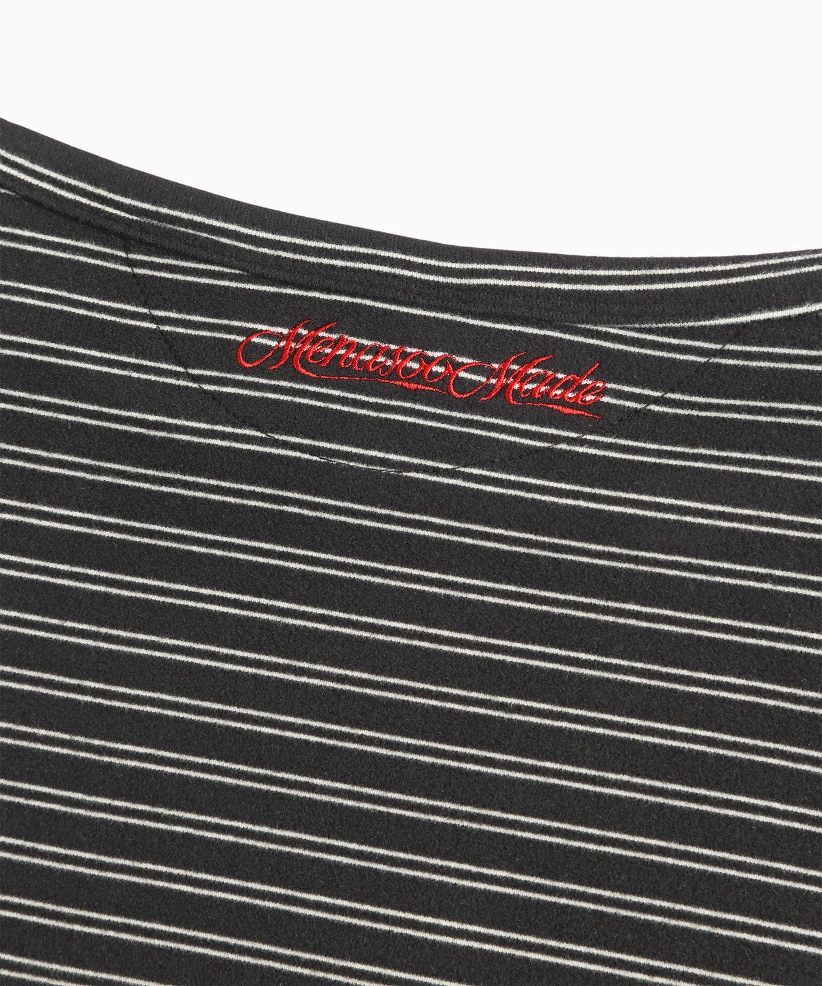 미나수(MENASOO) Brushed Striped Boatneck Long T Shirt_Black