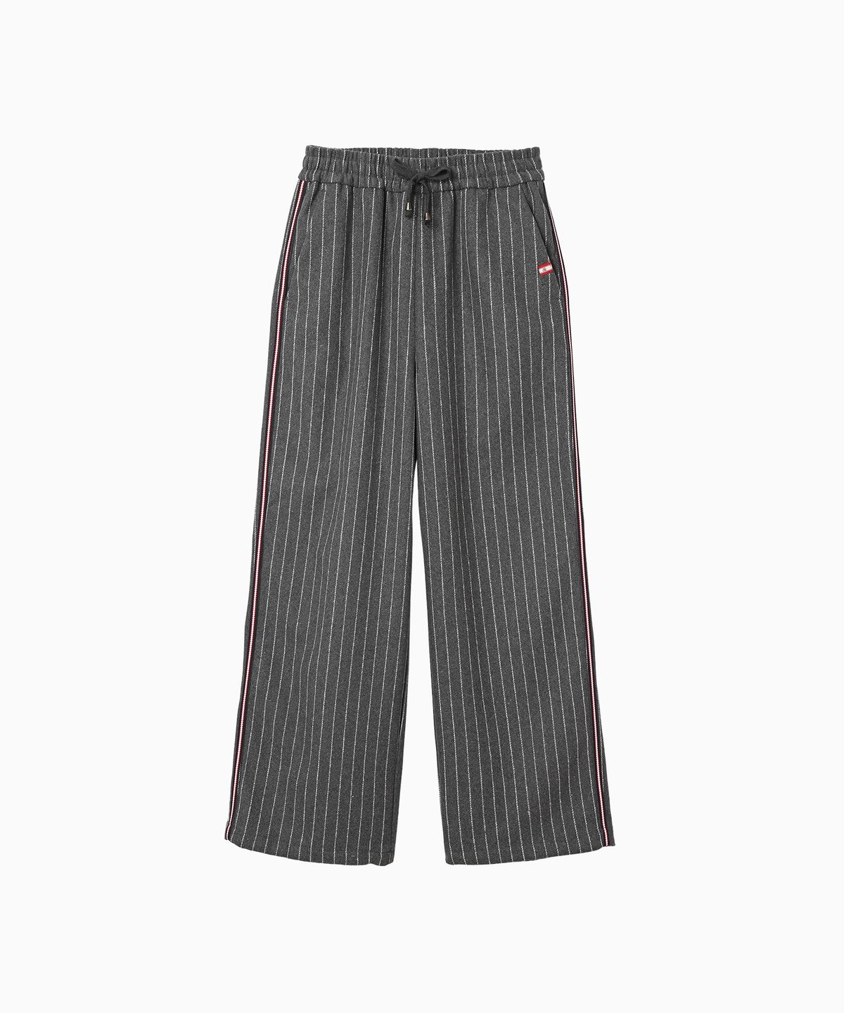 미나수(MENASOO) MNS Pinstripe Wide Brushed Pants_Gray