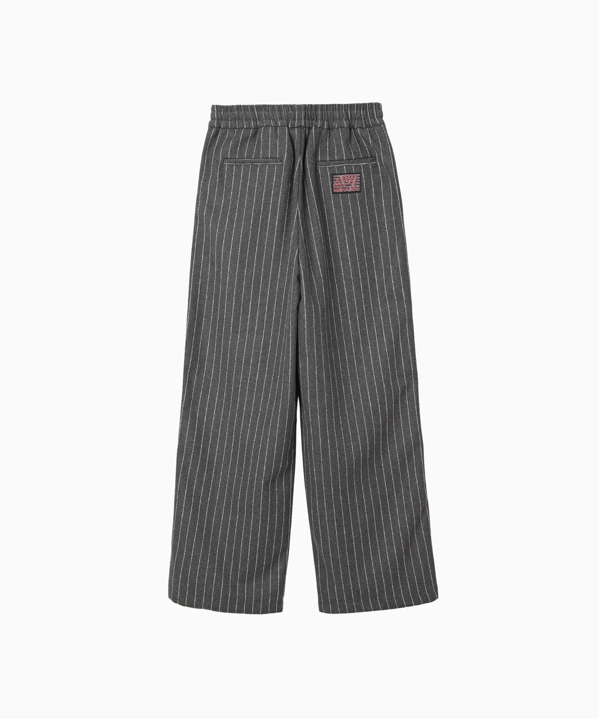 미나수(MENASOO) MNS Pinstripe Wide Brushed Pants_Gray
