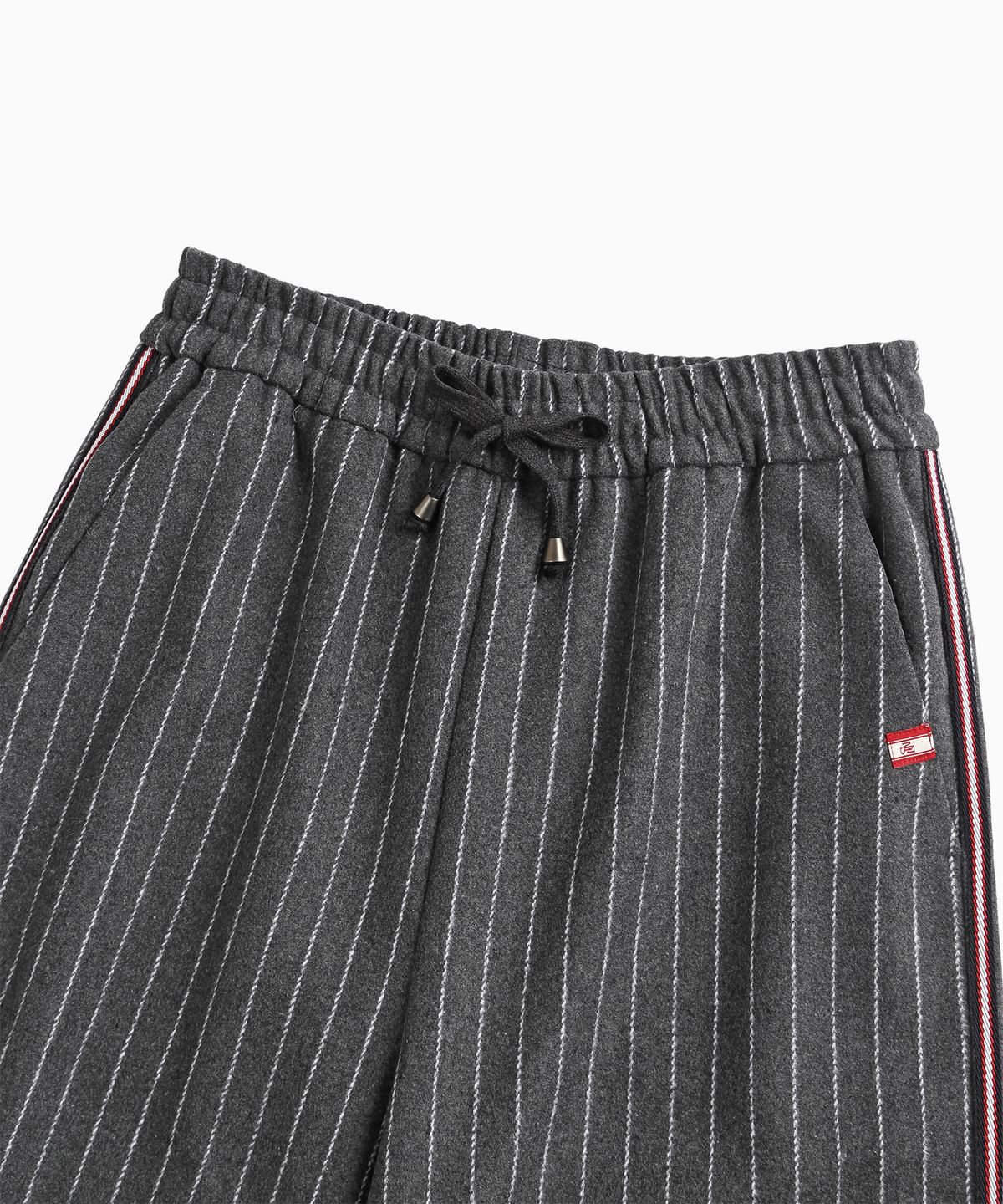미나수(MENASOO) MNS Pinstripe Wide Brushed Pants_Gray