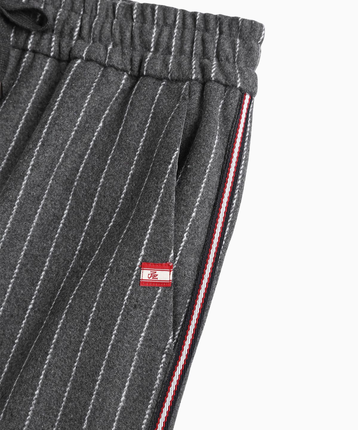 미나수(MENASOO) MNS Pinstripe Wide Brushed Pants_Gray
