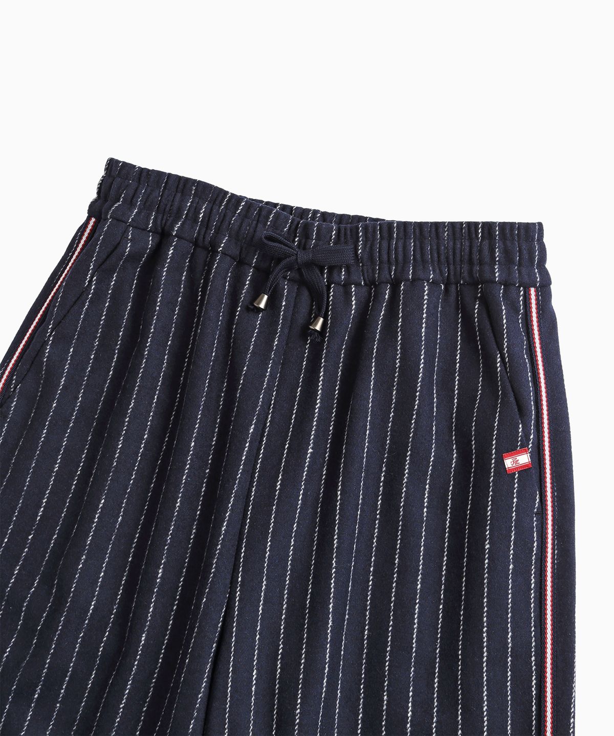 미나수(MENASOO) MNS Pinstripe Wide Brushed Pants_Navy