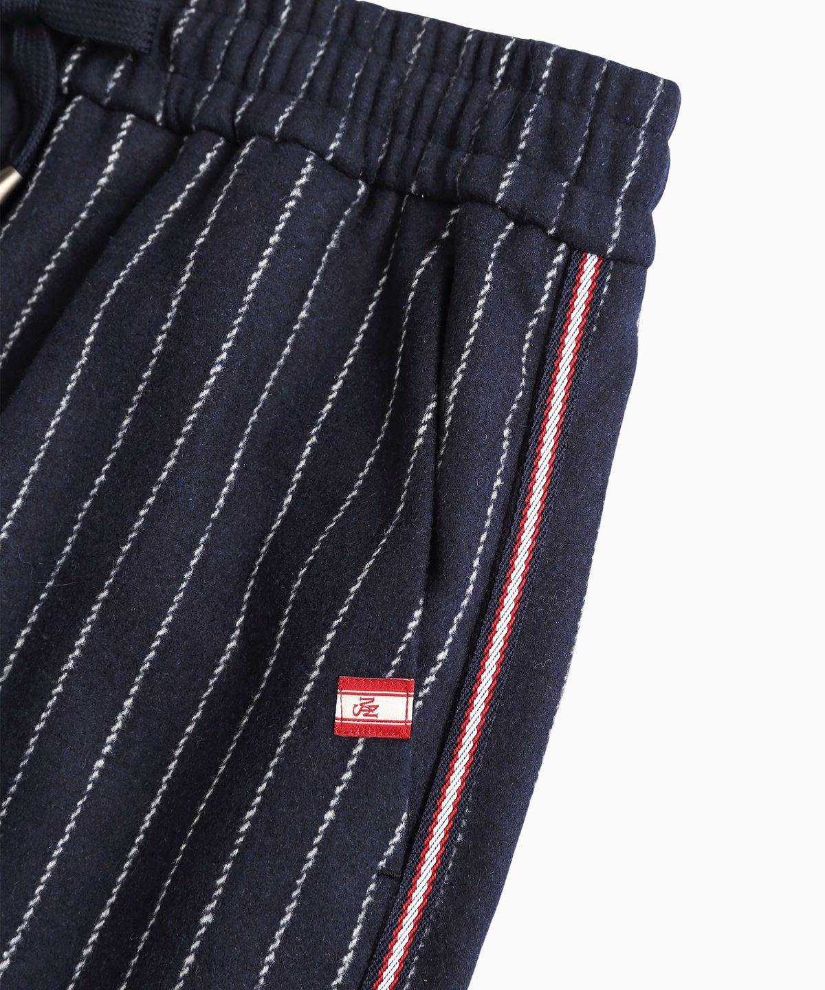 미나수(MENASOO) MNS Pinstripe Wide Brushed Pants_Navy