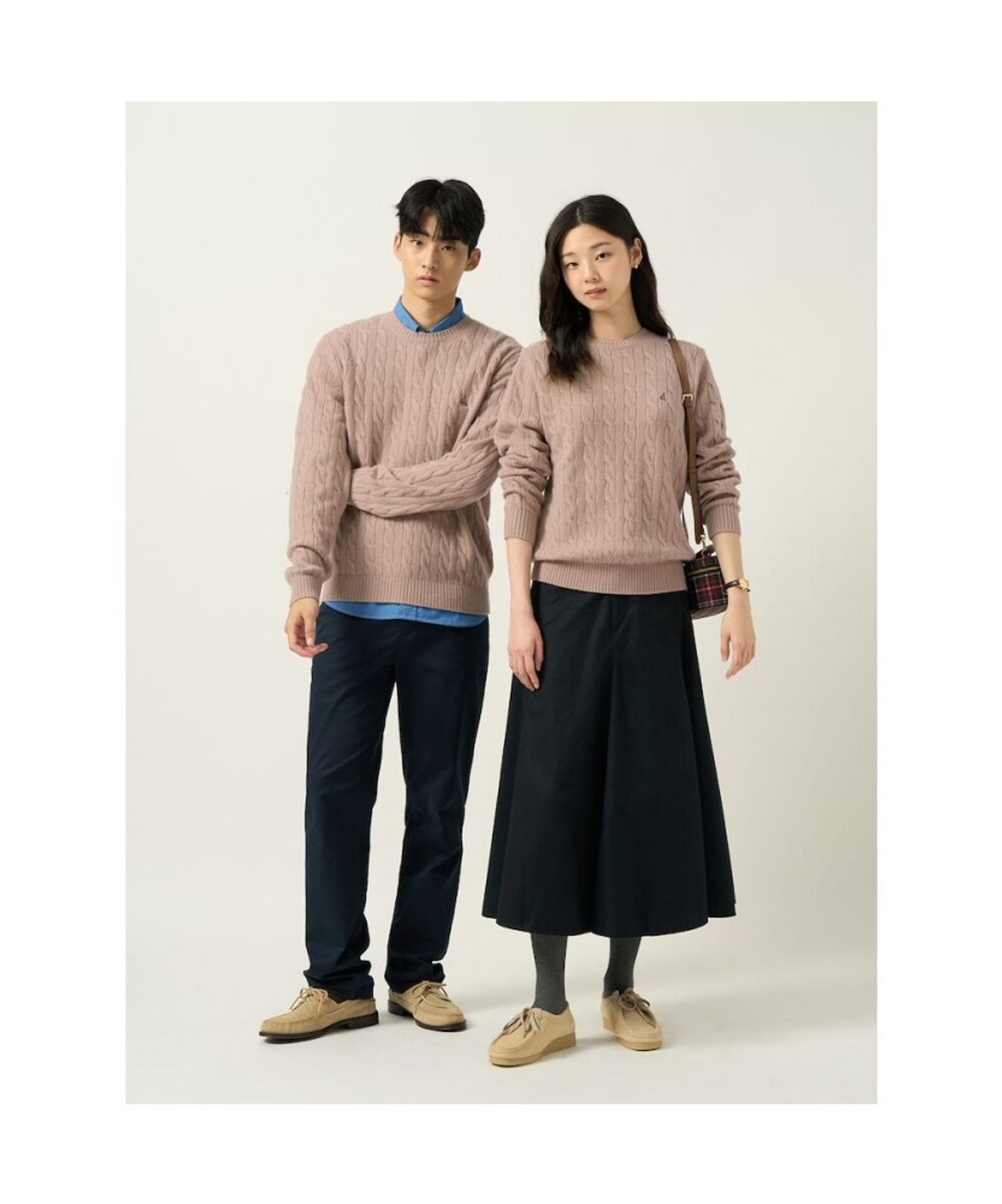 빈폴 멘(BEANPOLE MEN) [Essential] 남녀공용 케이블 라운드 니트  베이지