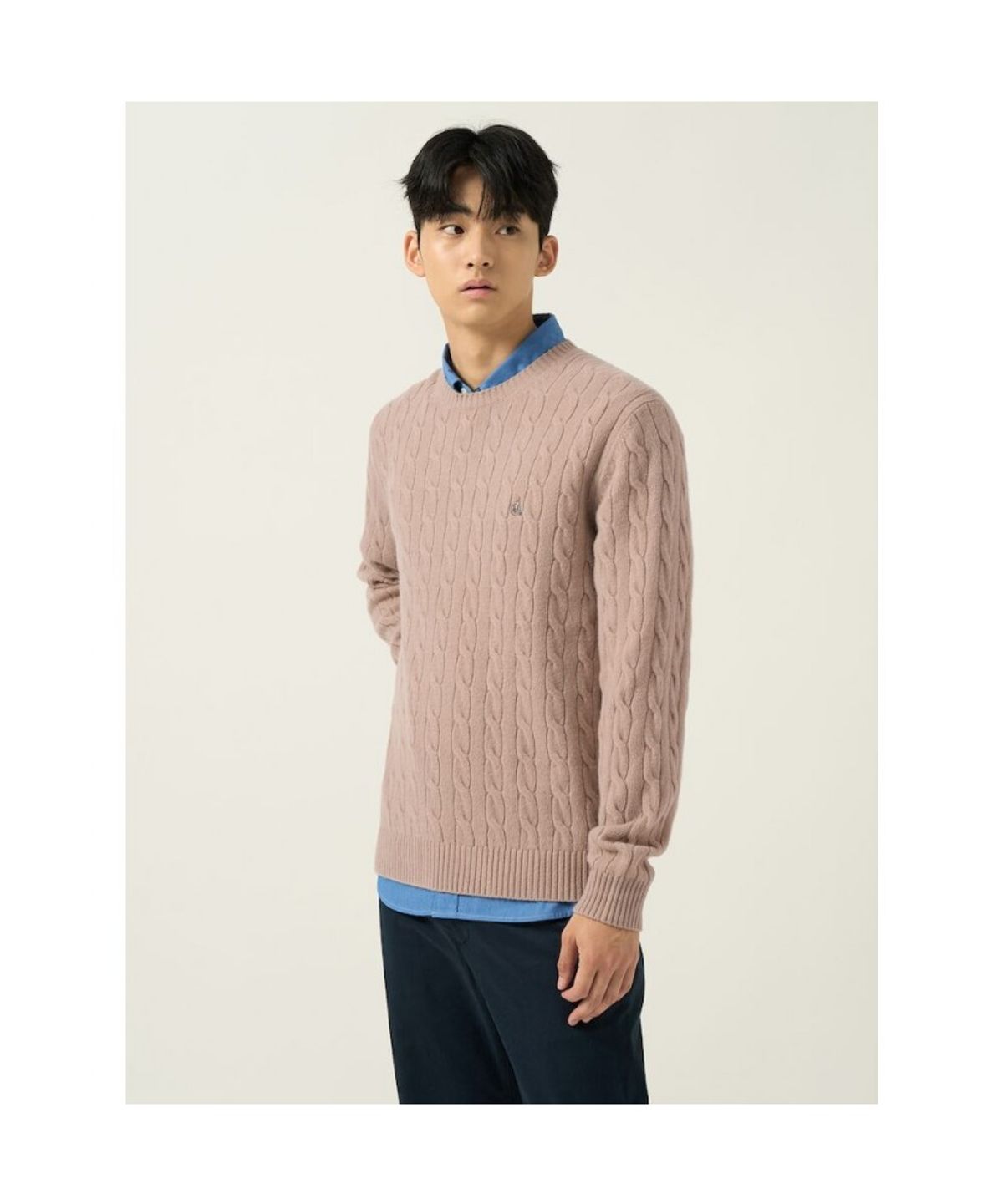 빈폴 멘(BEANPOLE MEN) [Essential] 남녀공용 케이블 라운드 니트  베이지