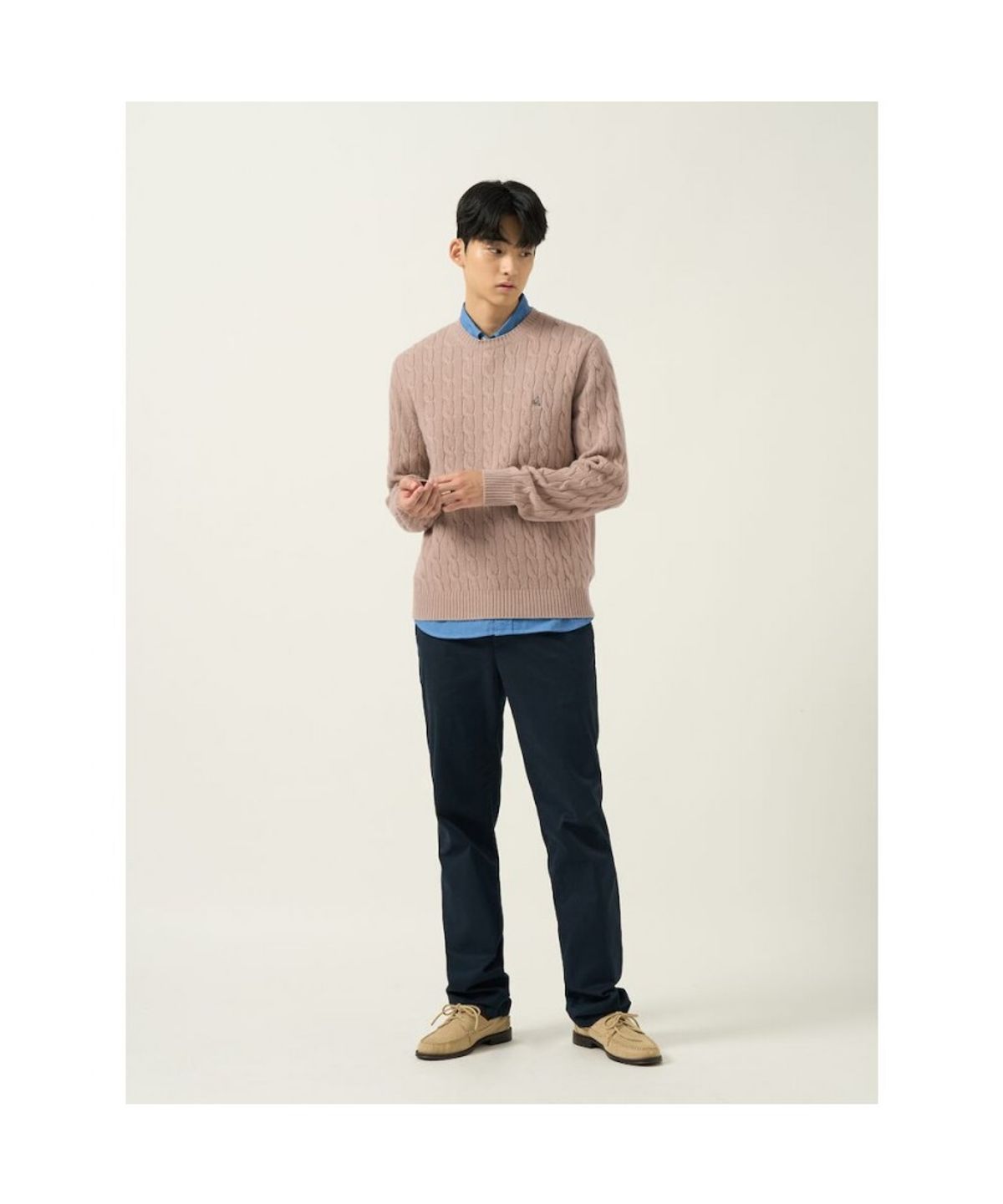 빈폴 멘(BEANPOLE MEN) [Essential] 남녀공용 케이블 라운드 니트  베이지