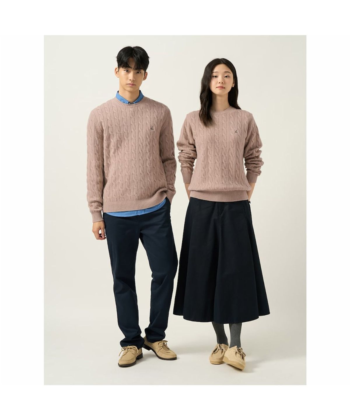 빈폴 멘(BEANPOLE MEN) [Essential] 남녀공용 케이블 라운드 니트  베이지