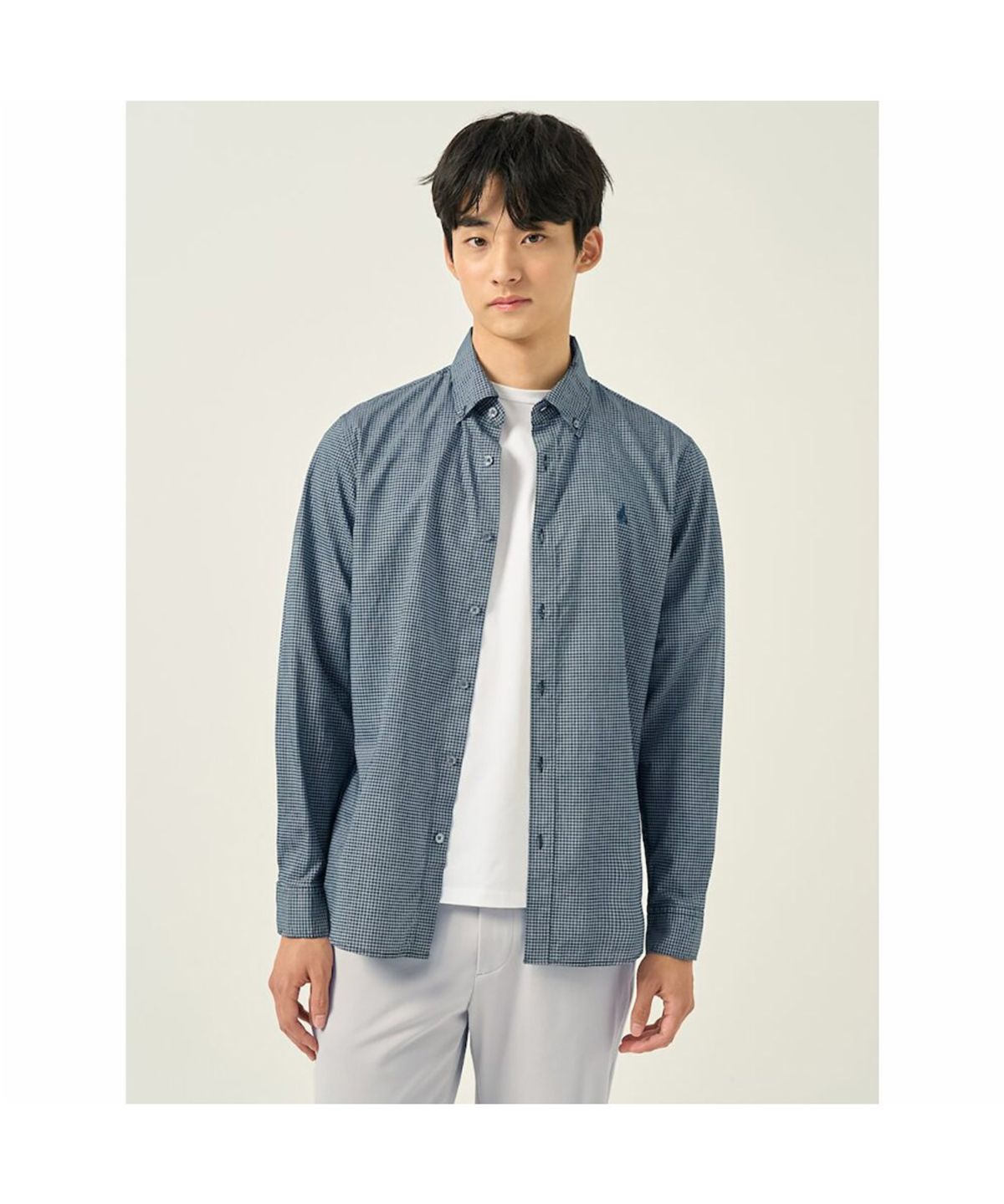 빈폴 멘(BEANPOLE MEN) 그리드 체크 셔츠  그린