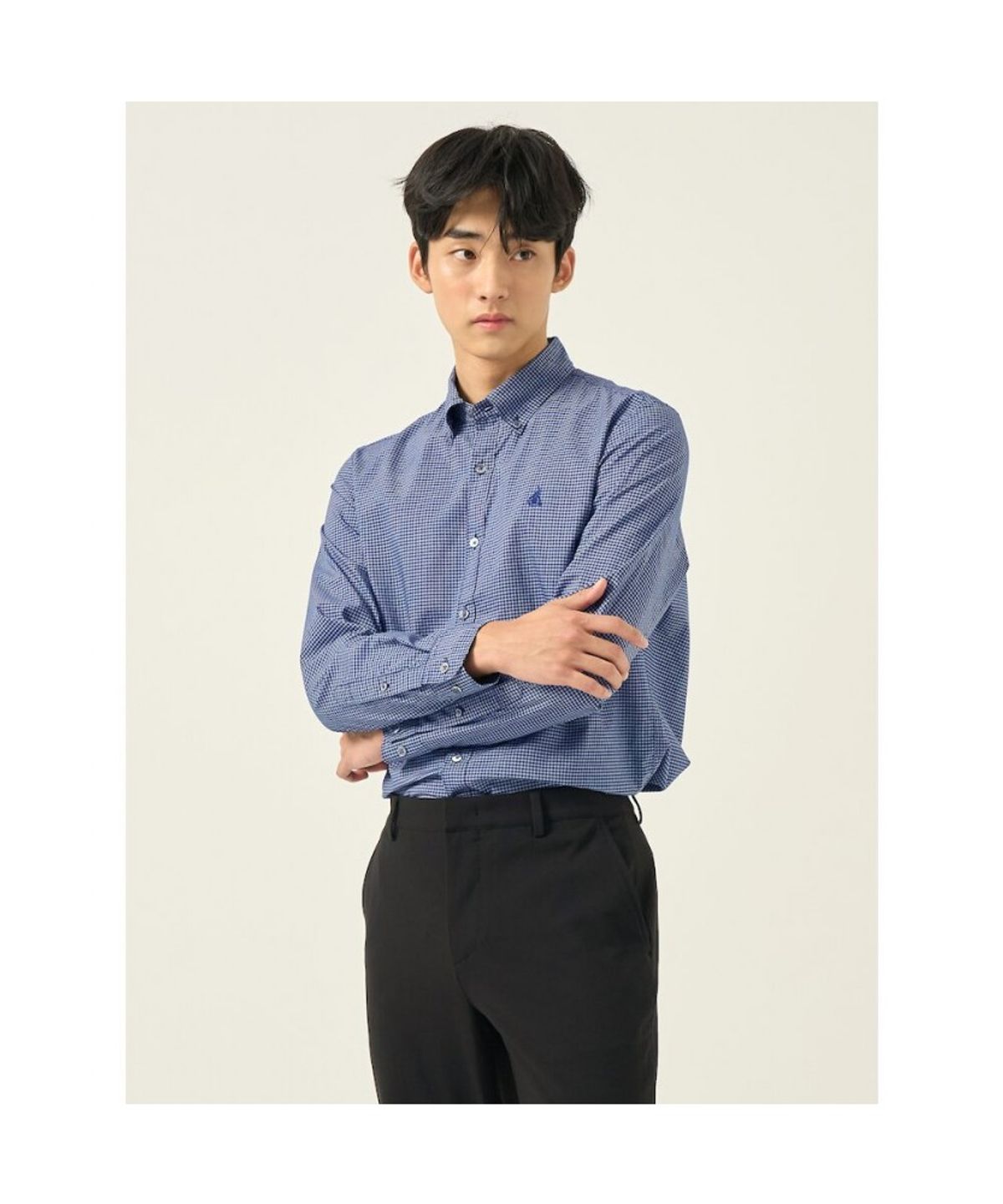 빈폴 멘(BEANPOLE MEN) 그리드 체크 셔츠  블루