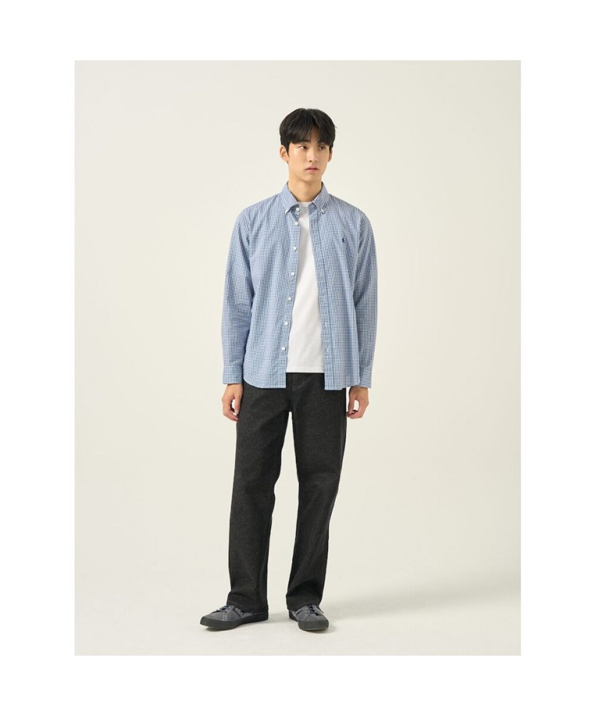 빈폴 멘(BEANPOLE MEN) 깅엄 체크 셔츠  로열 블루