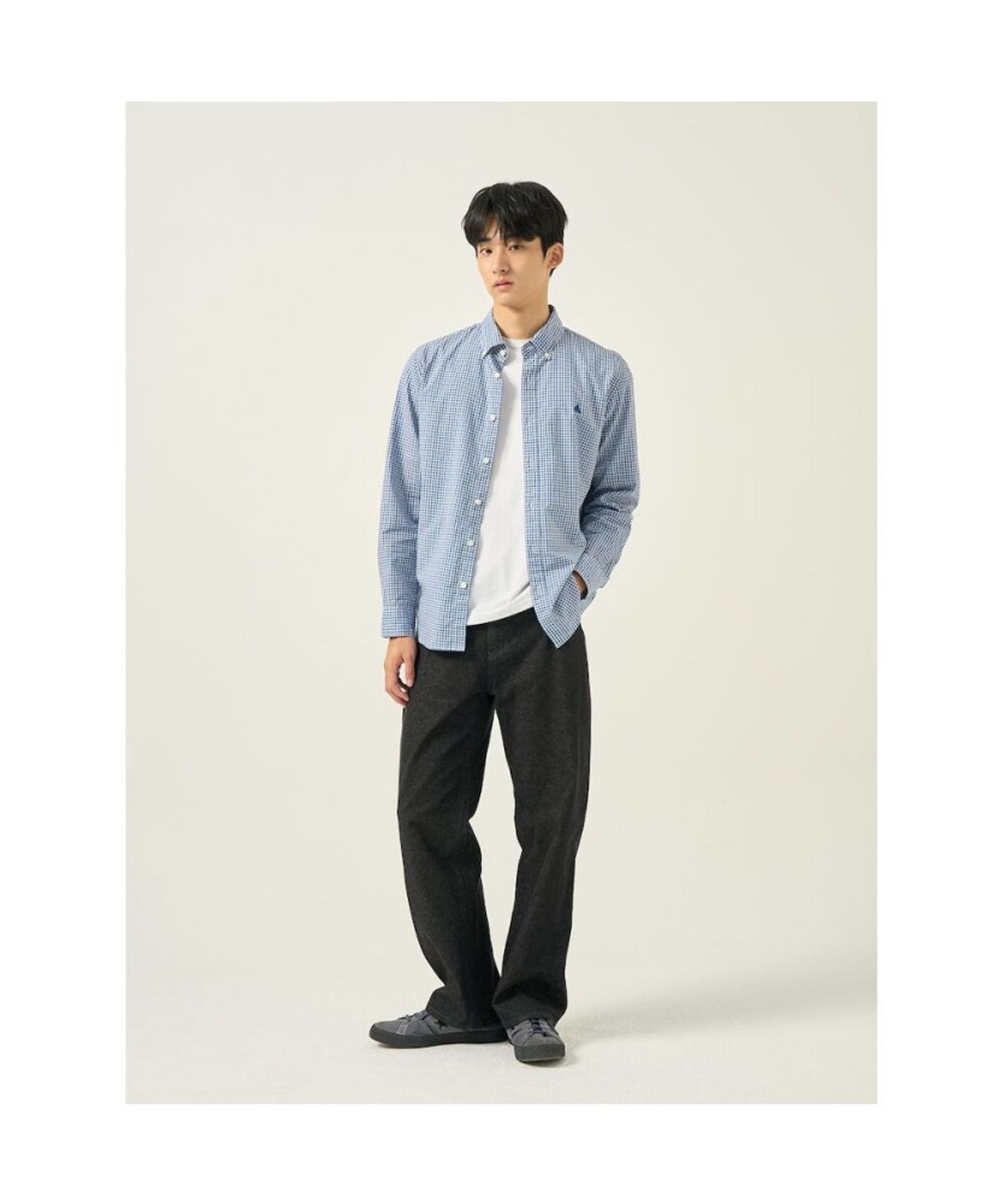 빈폴 멘(BEANPOLE MEN) 깅엄 체크 셔츠  로열 블루