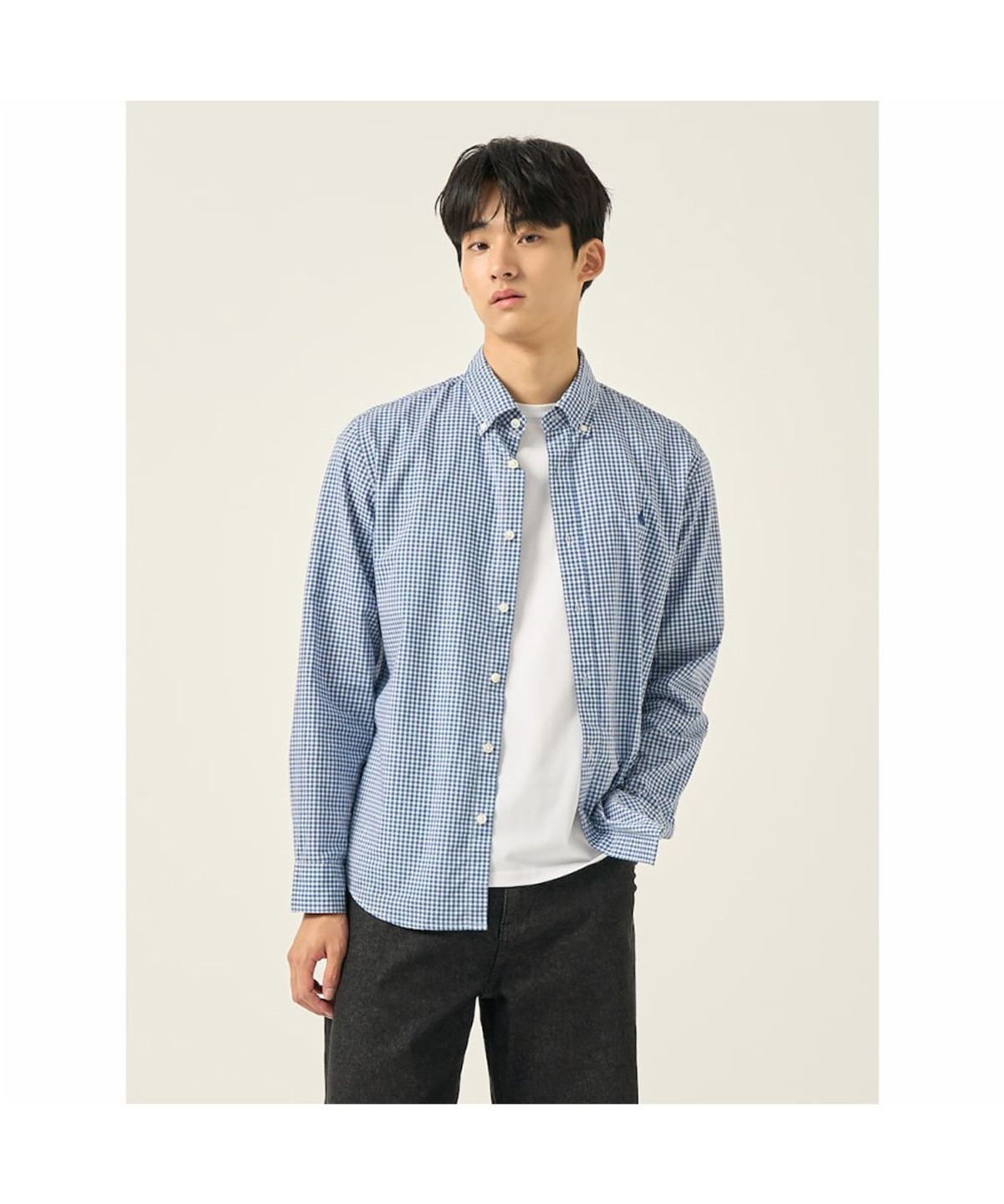 빈폴 멘(BEANPOLE MEN) 깅엄 체크 셔츠  로열 블루