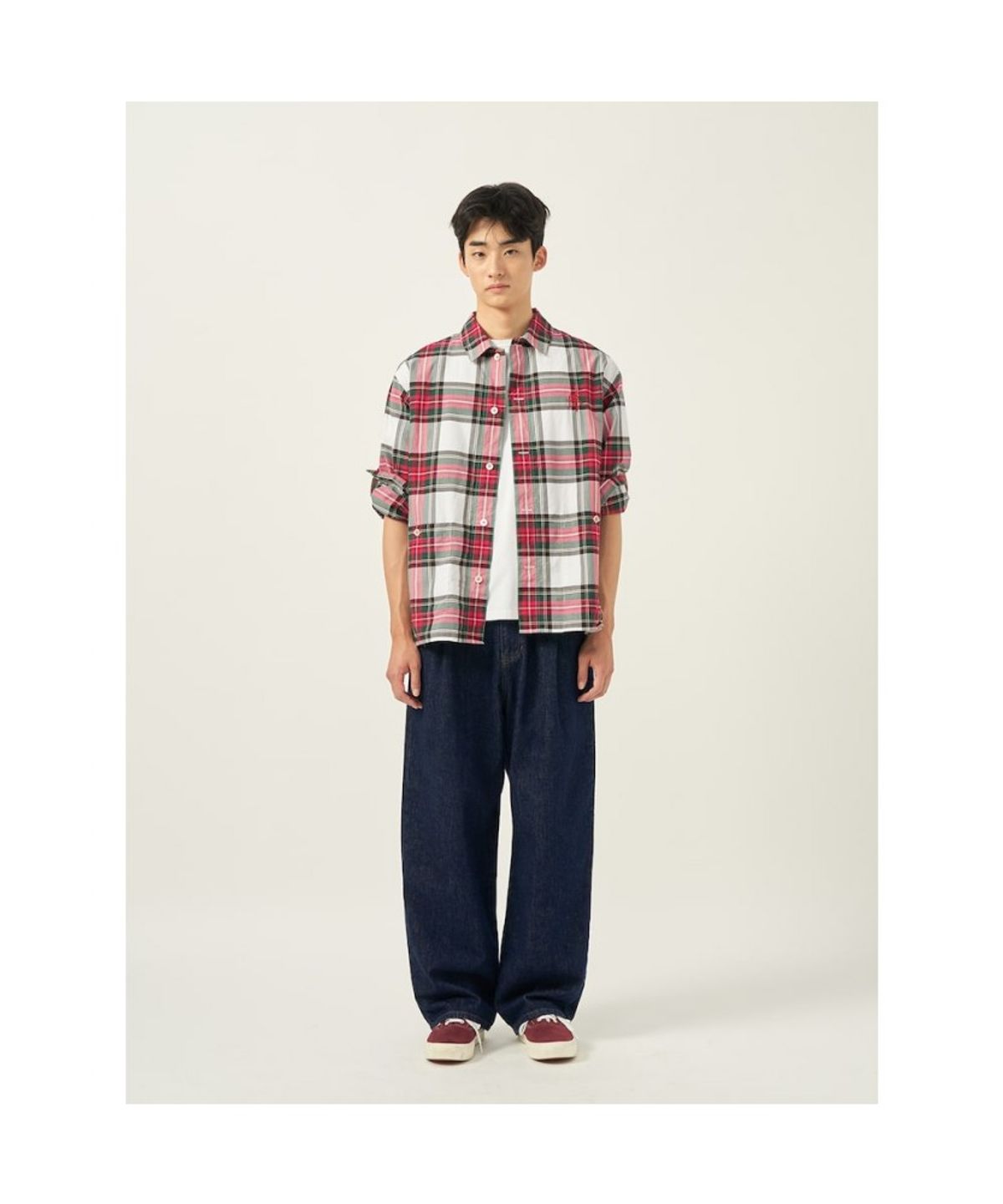 빈폴 멘(BEANPOLE MEN) [Reedition] 롤업 체크 셔츠  레드