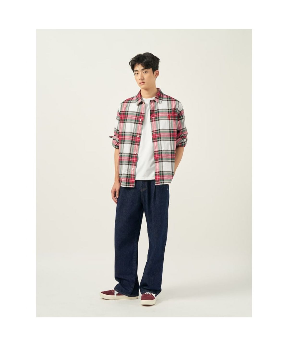 빈폴 멘(BEANPOLE MEN) [Reedition] 롤업 체크 셔츠  레드