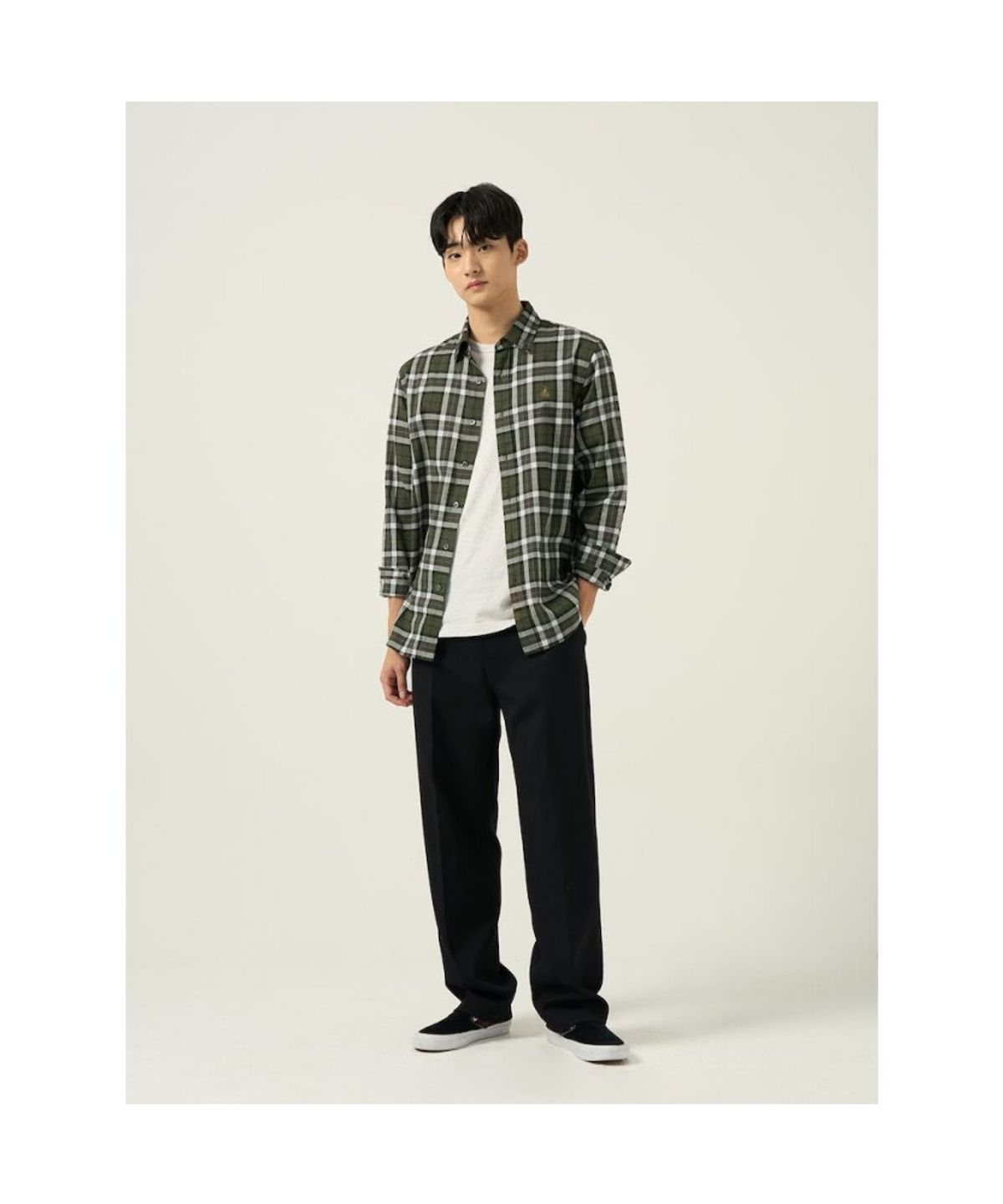 빈폴 멘(BEANPOLE MEN) 울 혼방 세미와이드 슬랙스  블랙