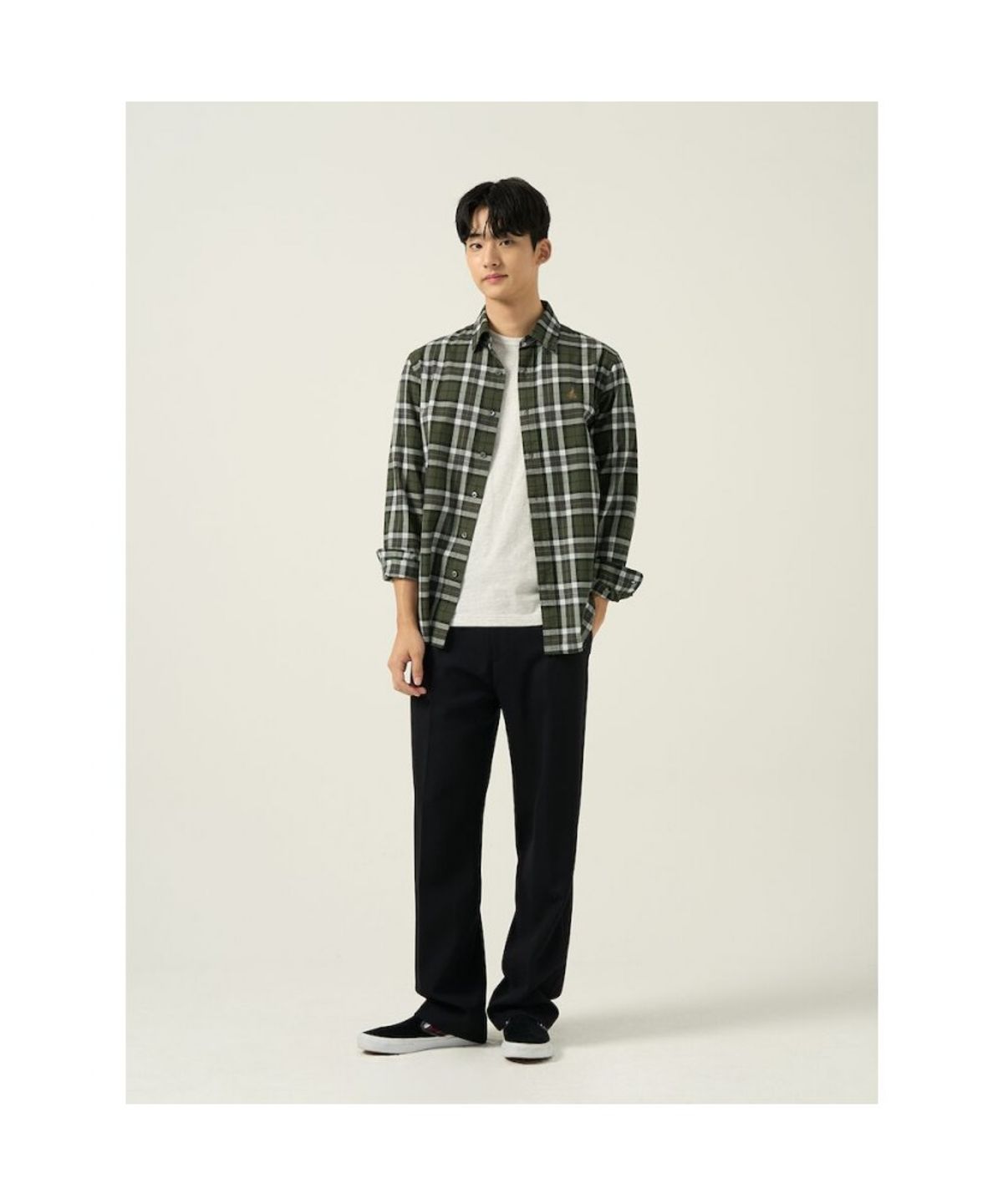 빈폴 멘(BEANPOLE MEN) 울 혼방 세미와이드 슬랙스  블랙