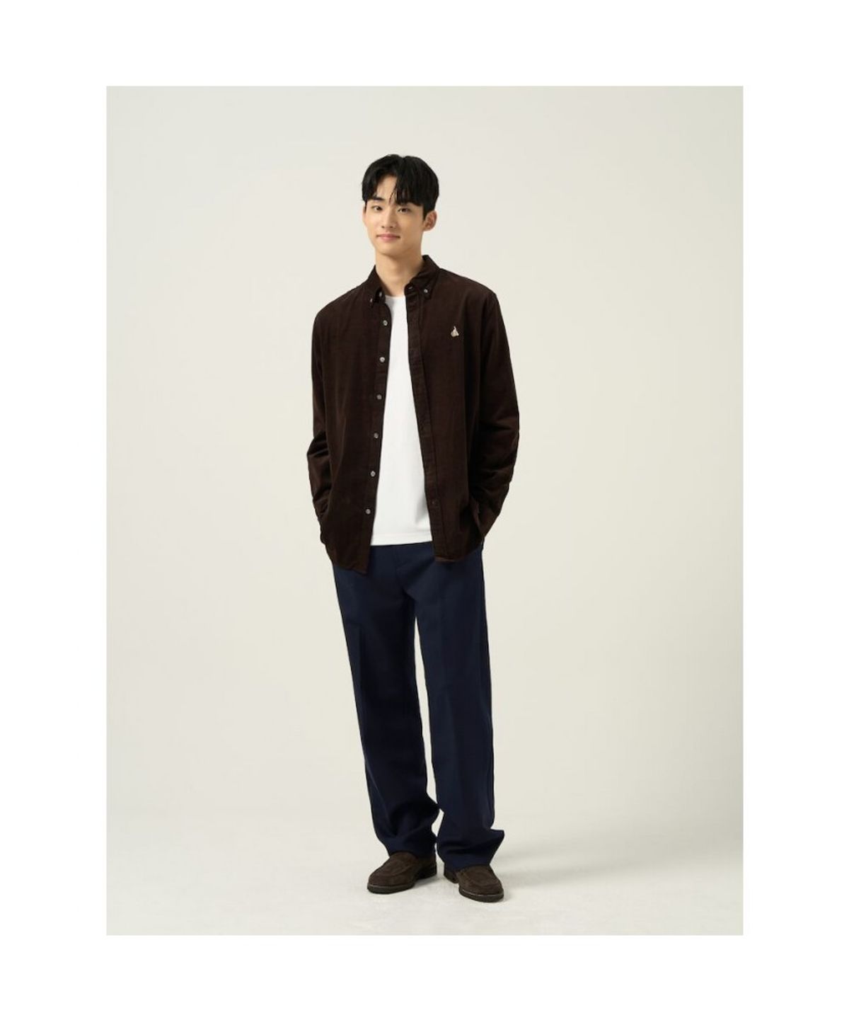 빈폴 멘(BEANPOLE MEN) 울 혼방 세미와이드 슬랙스  네이비