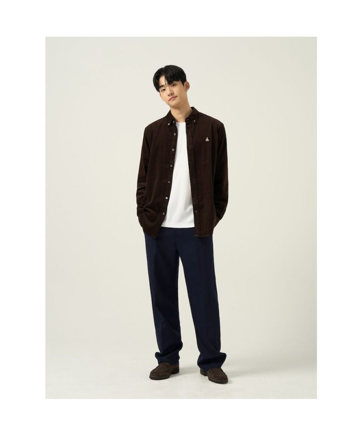 빈폴 멘(BEANPOLE MEN) 울 혼방 세미와이드 슬랙스  네이비