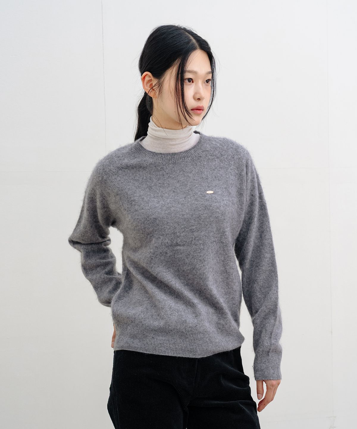 클루니(CLUNY) Fluffy Cashmere Wool Knit - Light Gray