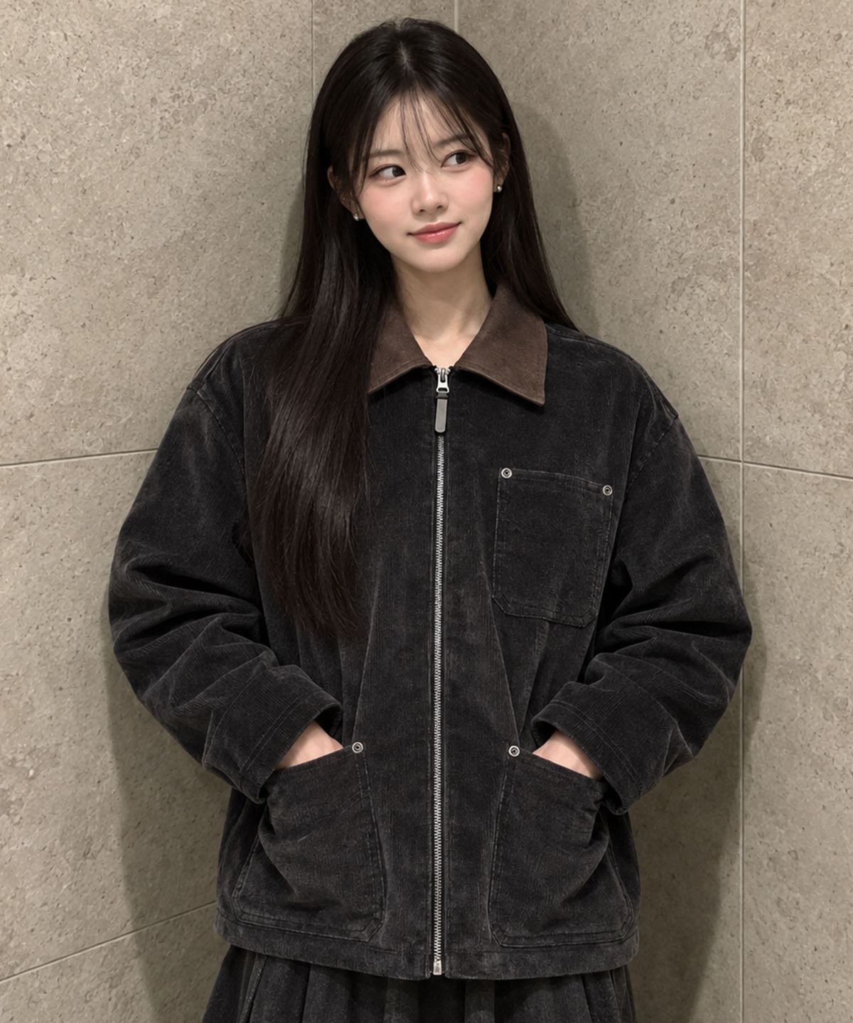 아티스트웨어(ARTISTWEAR) [2COLORS] 투톤 카라 코듀로이 워크자켓
