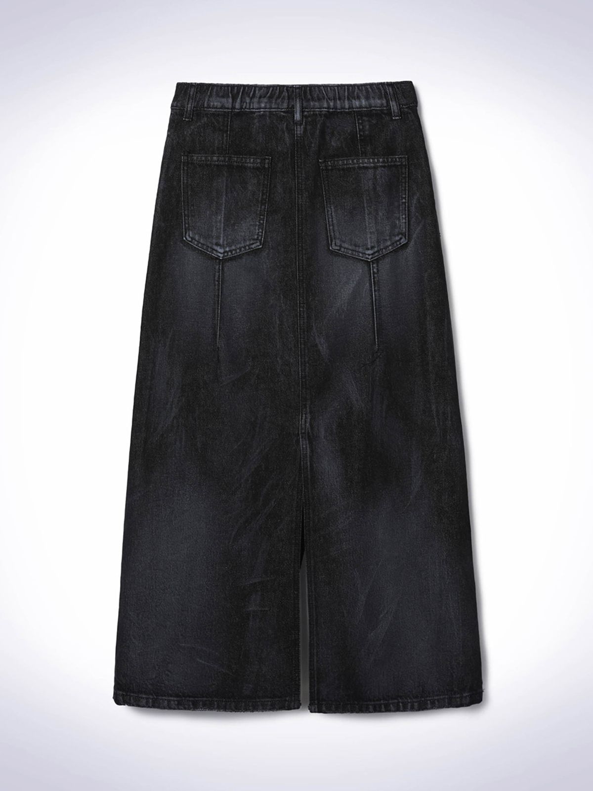 하우스공칠이씨(HAUS072C) HAND BRUSHED DENIM SKIRT BLACK
