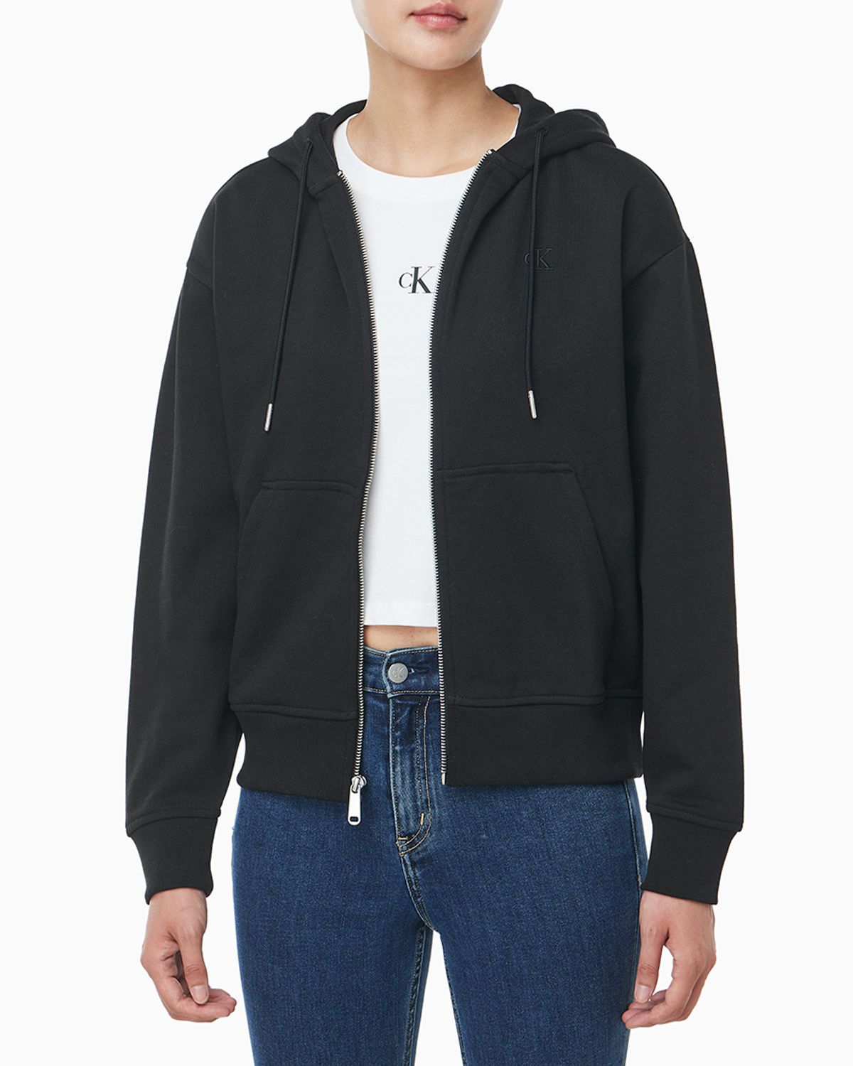 캘빈클라인 진(CALVIN KLEIN JEANS) 여성 아카이브 로고 프렌치 테리 후드집업 47B237G UB1