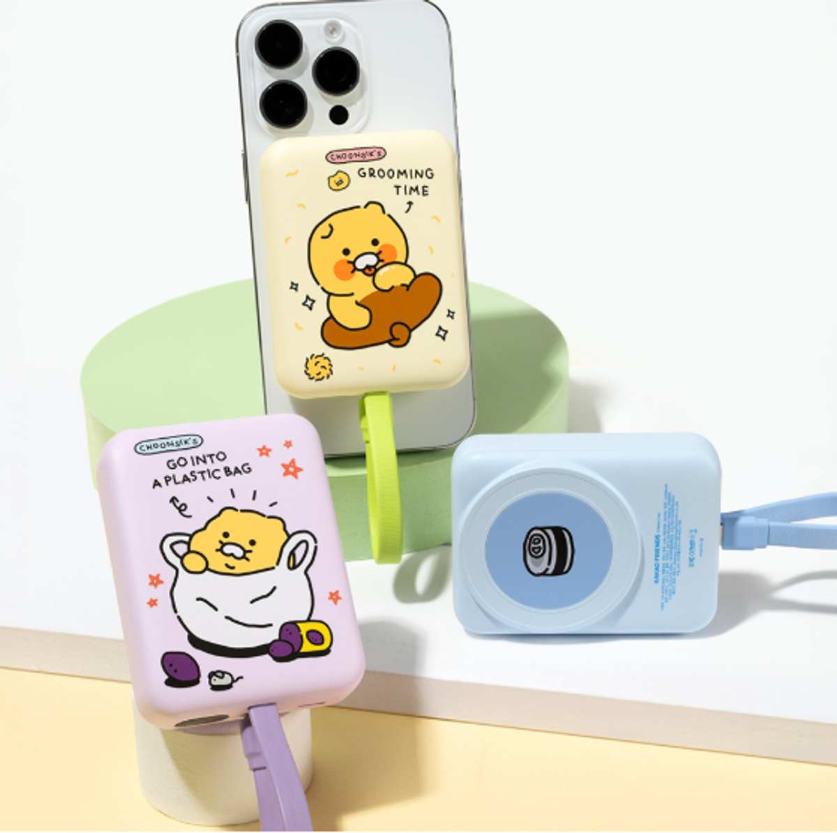 카카오프렌즈 파트너(KAKAOFRIENDS PARTNERS) 카카오프렌즈 데일리 맥세이프 무선충전 고속충전 보조배터리 10000mAh 일체형 케이블